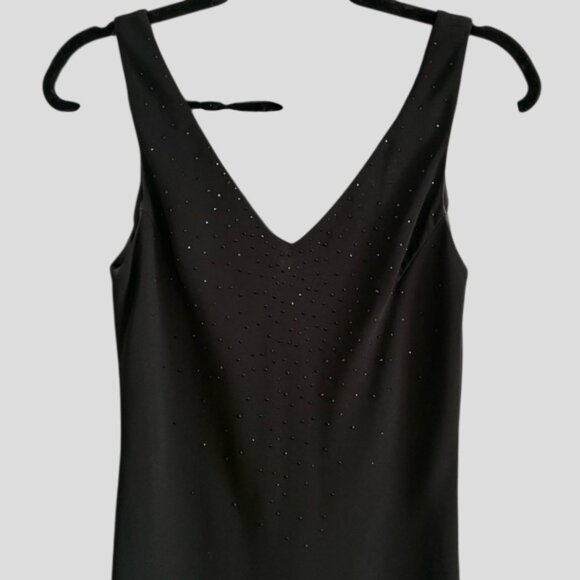 Jones New York Black Rhinestone Sleeveless Elegant Cocktail/Evening Dress - Picture 2 of 12